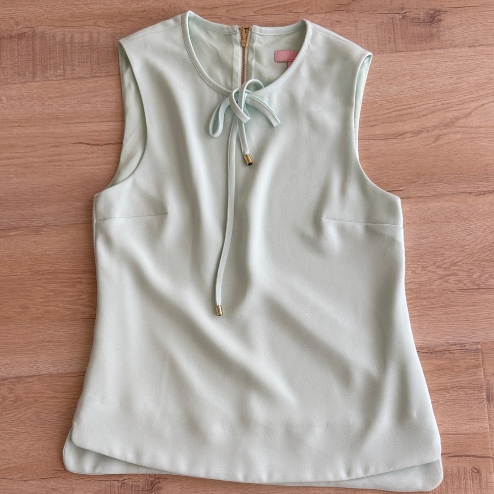 Ted Baker Top Mint Sleeveless Blouse with Tie Detail Size 1 Small